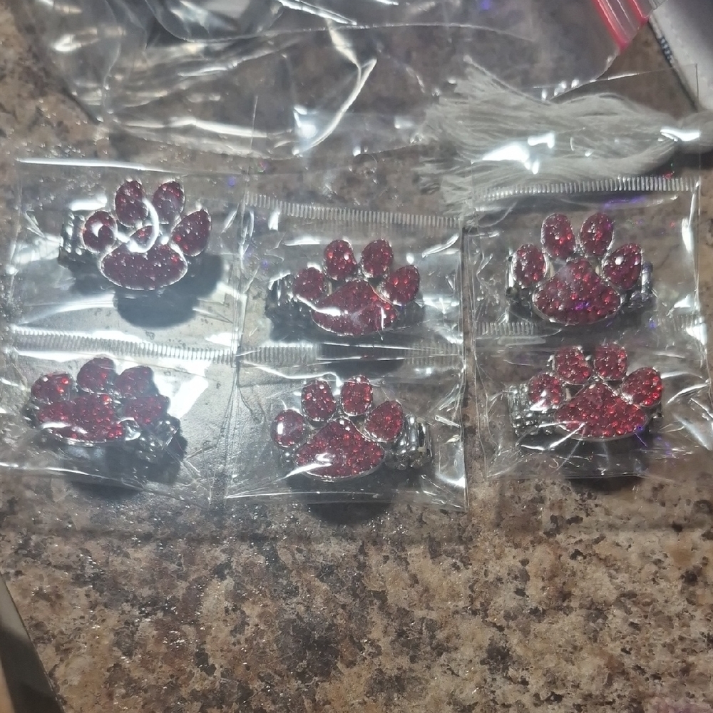 Red Paw Print Rings
